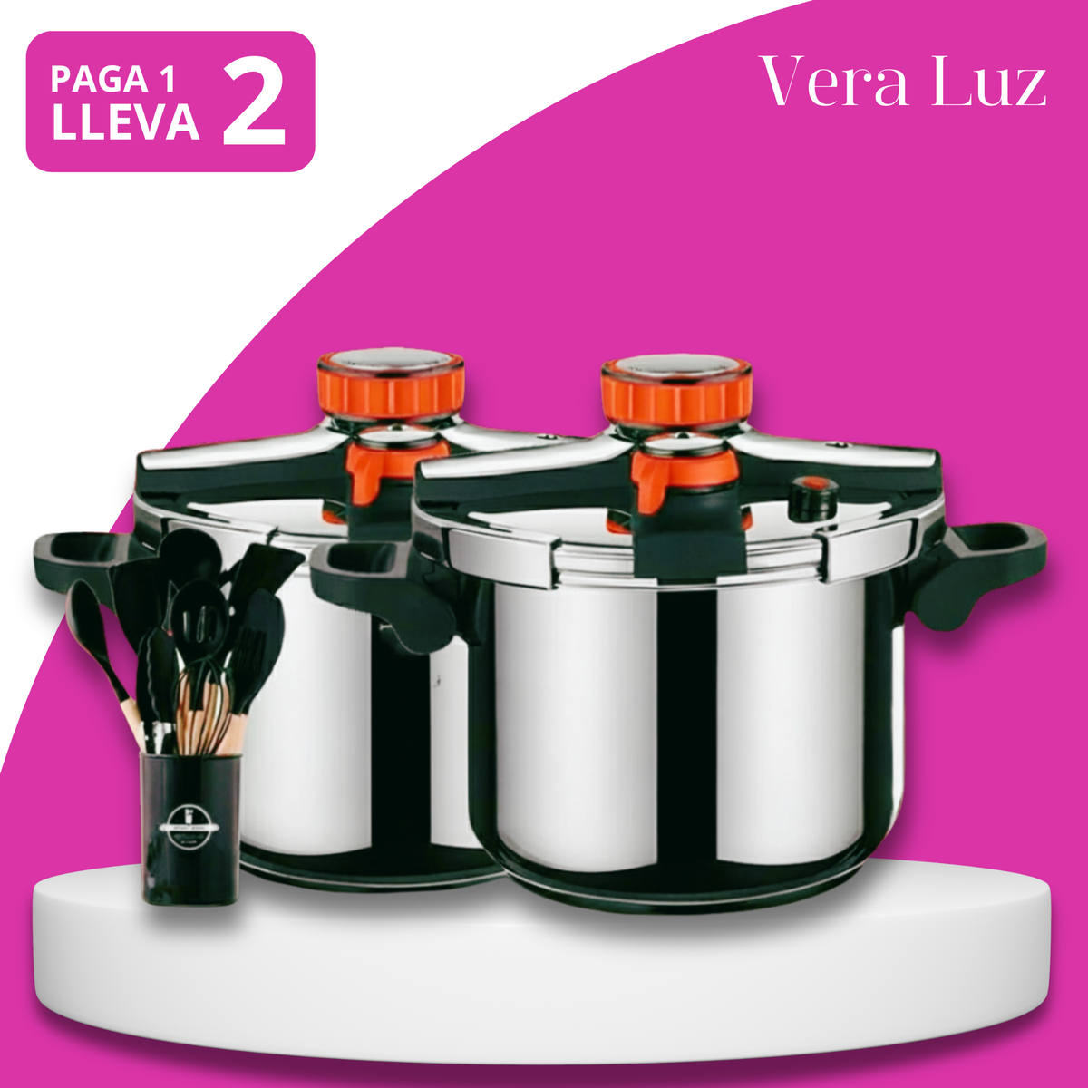 [Llevá 2, Pagá 1] Olla a Presión MasterTurbo de Acero Inoxidable | Antiexplosiva + ¡Regalo de Kit de Utensilios!